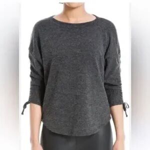 Max Studio Charcoal ruched sleeve Crew Neck Sweater - Size 1X